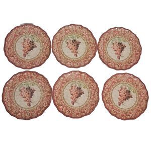 Keller Charles 6 Melamine hors 'oeuvre Appetizer plates 6” Grapes, Leaves